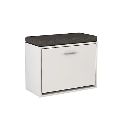 Image of Oskar Store Vicco Shoe bench Georg, White, 60 x 49.5 cm with shelf