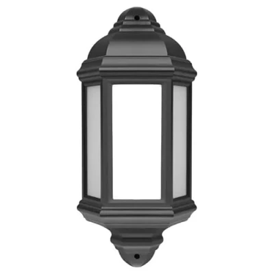 Image of Bright Source Outdoor 7w Integrated LED 3 Sided Half Wall Lantern, Traditional Style, IP44, 550lm, Black, 4000K Cool White