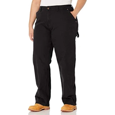 Image of Dickies Women&#039;s Plus Size Relaxed Straight Carpenter Duck Pant, Rinsed Black, 18