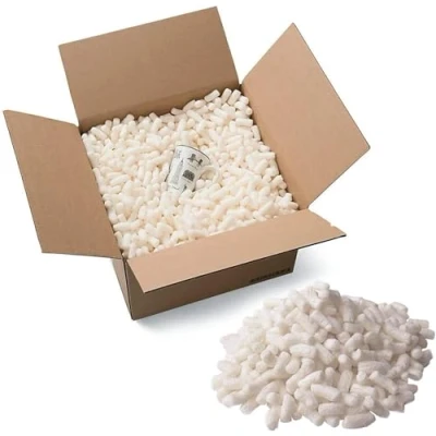 Image of Trojan Packaging Ecoflo Biodegradable Packing Peanuts Protective Postal Mailing Void Loose Fill Filler Filling Supplies (White, 2.5 Cubic Feet)