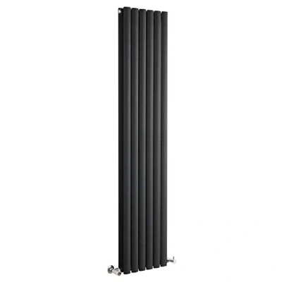 Image of Milano Aruba Black Vertical Double Oval Panel Radiator 1600mm x 354mm