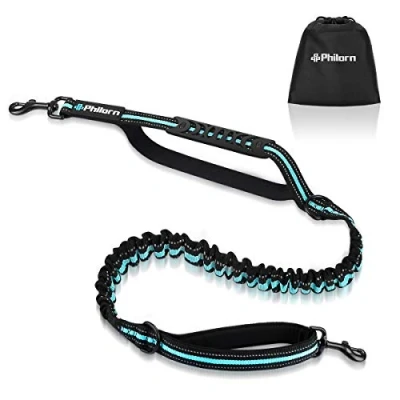 Image of Philorn Bungee Dog Lead 47&quot; 67&quot;, Multifunction Double Ended Training for Close Control and Walking Two Dogs,Shock Absorbing Reflective with Dual Handles Small, Medium, Large Dogs