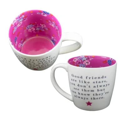 Image of Two Up Down Mug Ceramic Tea/Coffee Inside Out Friends Like Stars