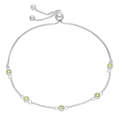 Image of jewellerybox Sterling Silver Multi Peridot CZ Adjustable Bracelet