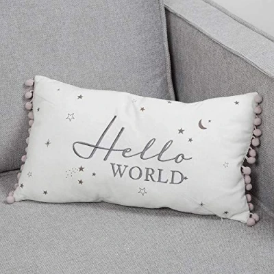 Image of Hello World Tassled Cushion Nursery Decoration