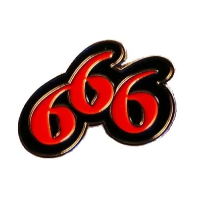 Image of Metal Enamel Pin Badge Brooch Biker Rebel Black 666 Devil Number