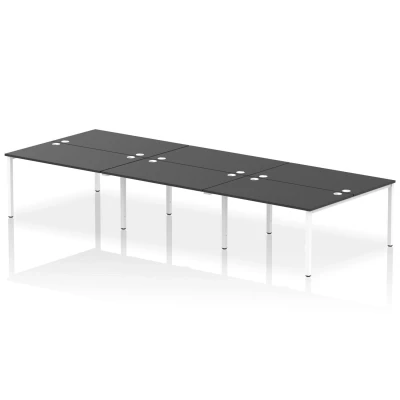 Image of Impulse Bench B2B 6 Person 1400 White Frame Office Desk Black