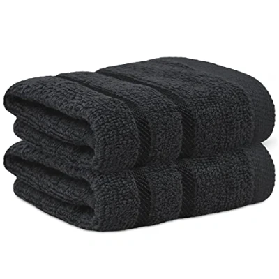 Image of Towelogy® Fast Drying Flannel Face Cloth 100% Cotton Super Soft Premium Washcloths Facial Towels OEKO TEX Certified 33x33 cm (Noir, 2)