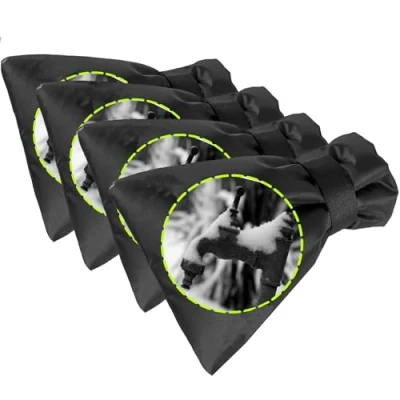 Image of Outside Tap Cover for Winter, 4Pcs 25x18cm Cosy Thickened Outdoor with Reflective Strip, Jacket Insulated Protector from Freezing Waterproof