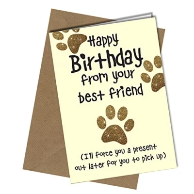 Image of Funny Happy Birthday Card from The Dog Pet Theme Perfect for Mum / Dad Husband Wife Best Friend #41