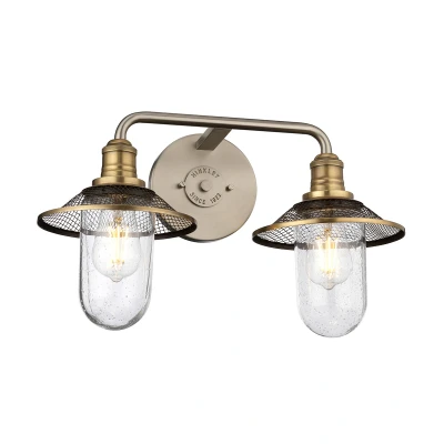 Image of Hinkley Rigby 2 Light Wall Antique Nickel with Heritage Brass IP44