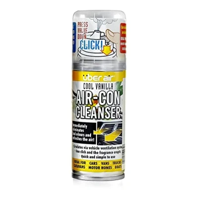 Image of Über Air Con Cleanser Freshener &amp; Odour Remover Car Smoke Bomb Removes Pet (Cool Vanilla)