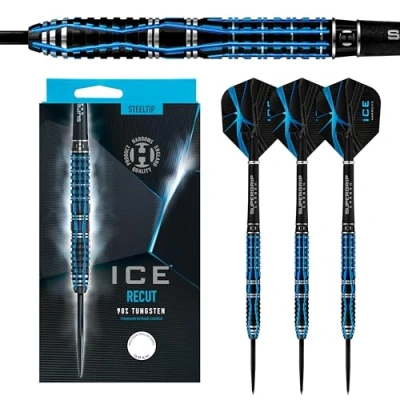 Image of Harrows ICE Recut 90% Tungsten Steel Tip Darts Set 21g, 22g, 23g &amp; 24g Includes Silver Supergrip Carbon Midi Shafts New 100 Micron Flights