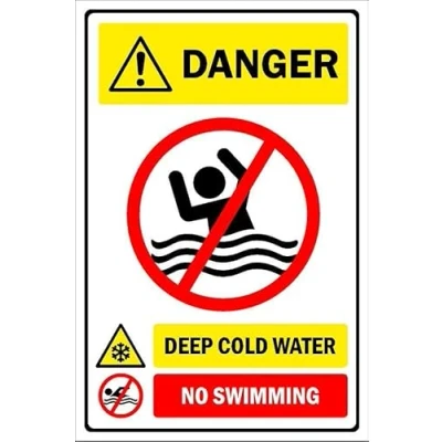 Image of Danger, deep cold water, no swimming 3mm Aluminium sign (300mm x 200mm)
