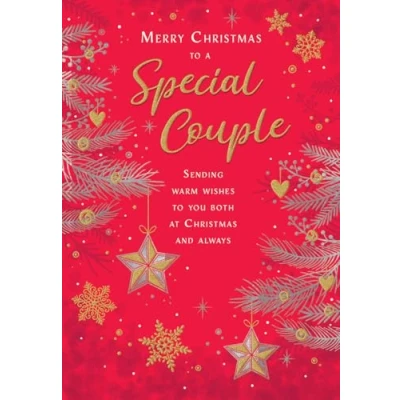 Image of Regal Publishing Christmas Card Special Couple Trees on red 9 x 6 inches