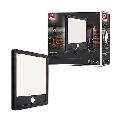 Image of Paulmann 94665 Lamina LED Outdoor Light Panel with Motion Sensor IP44 Square Including 1 x 14.5 W Warm White Black Plastic 3000 K