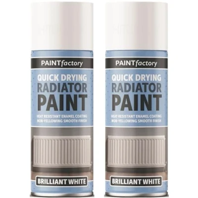 Image of HitlineUK 2 X 400ML RADIATOR PAINT WHITE QUICK DRYING HEAT RESISTANT ENAMEL COATING