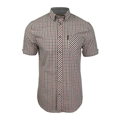 Image of Ben Sherman Mens Short Sleeve Classic House Check Shirt 49950 Blue