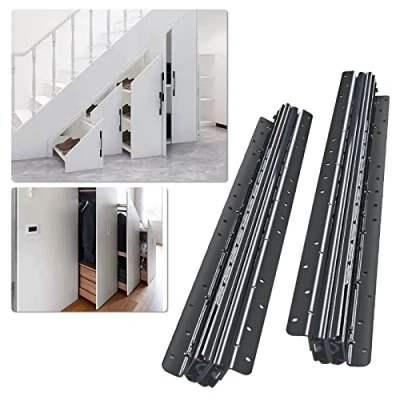 Image of SHUHANG Bottom fix Full Extension Drawer Runners 600mm Concealed 150kg Load Capacity，Bottom/Under Mounting Slides 1 Pair(600mm Closed, 1450mm Extended)