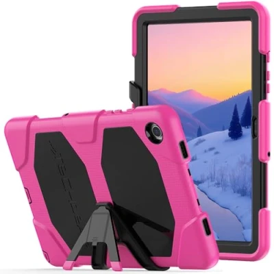 Image of TECHGEAR G SHOCK Case Fits Samsung Galaxy Tab A9 Plus 11&quot; 2023 (SM X210 / SM X215) Tough Rugged HEAVY DUTY Armour Shockproof Impact Survival Stand Kids Schools Builders Workman PINK