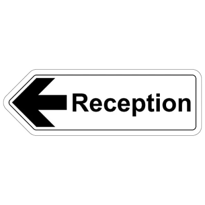 Image of V Safety Shaped Sign Reception Arrow Left 300X100 Self Adhesive Vinyl