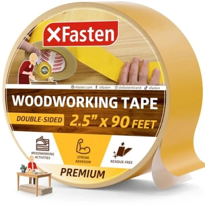 Image of XFasten DSWT2530 Double Sided Woodworking Tape w/Yellow Backing 2.5 Inches x 30 Yards