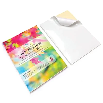 Image of 20 Sheets of Quality A4 White Glossy Self Adhesive/Sticky Back Label Printing Paper Sheet