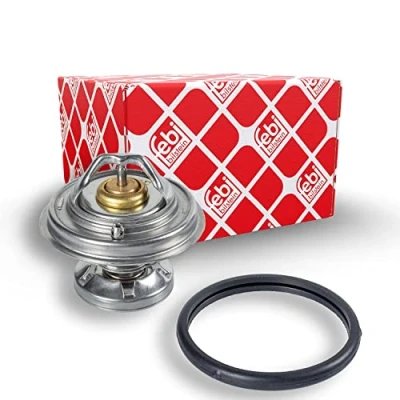 Image of 0042030975, 6062030275, A0042030975, A6062030275 Engine thermostat FEBI BILSTEIN 09672 85C with seal ring MERCEDES BENZ: W124 Saloon
