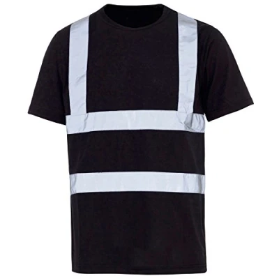 Image of Hi Vis T Shirt Safety Work Crew Neck Short Sleeve (XXXX Large, Black)