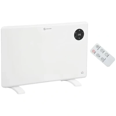 Image of HOMCOM 1200W Electric Panel Heater, Freestanding or Wall Mounted, Convector Heater with LED Display, Open Window Detection, Timer, Overheat Protection, Remote Control, White