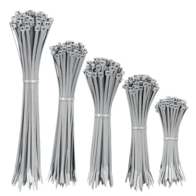 Image of UKCable Ties Cable Silver/Grey Strong Premium Nylon (50, 370mm x 7.6mm)