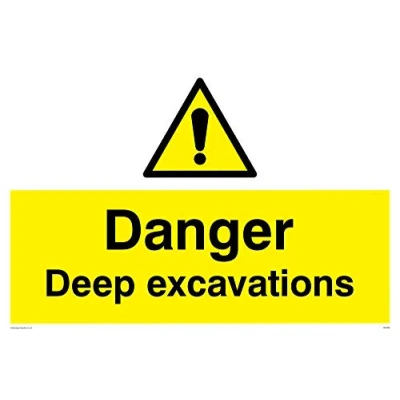 Image of Viking Signs WC489 A4L V &quot;Danger Deep Excavations&quot; Sign, Vinyl, 200 mm H x 300 W