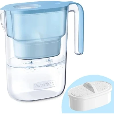 Image of Waterdrop Elfin Fridge Water Filter Jug with 3 Months Filter, 2.5L, Reduces Fluoride, Chlorine and More, NSF Certified, BPA Free, Blue (Replacement Filter: WD PF 01A Plus)