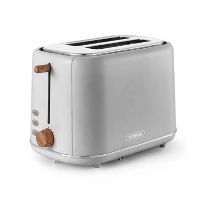 Image of Tower T20027GRY Scandi 2 Slice Toaster with Adjustable Browning Control, Centring Function, 800W, Dove Grey