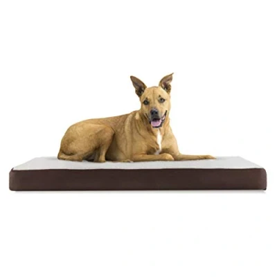Image of Furhaven Large Memory Foam Dog Bed Sherpa &amp; Suede Mattress w/Removable Washable Cover Espresso,