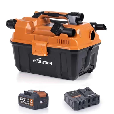 Image of Evolution Power Tools R11VAC Li Cordless Vacuum Cleaner Wet and Dry Vac, Portable Lightweight, Ideal Dust Extractor for Saw in Workshops, Woodworking, Battery &amp; Charger Included