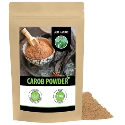 Image of Carob Powder 250g 8.8 oz by Alpi Nature, Dried and Ground Pods, Natural Sweetener for Pastries, Desserts Chocolate, Flour, Dark