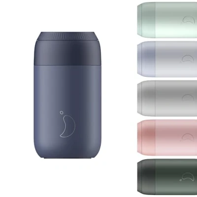 Image of Chilly&#039;s Series 2 Coffee Cup Tight Seal, No Sweating BPA Free Stainless Steel Reusable Double Walled, Vacuum Insulated Whale Blue, 340ml