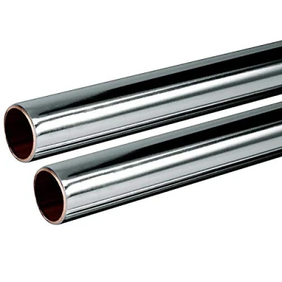 Image of Chrome Plated Copper Tube 15mm 2x 1m Length bs EN1057 R250 British 2.0m