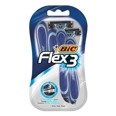 Image of Bic flex 3 Razor, Nano Tech, Extra Smooth Shave (4pcs), Men’s Manual Shaving Blade, Razors for Men, Razor Blades, Rasage Doux by TradeProvider®