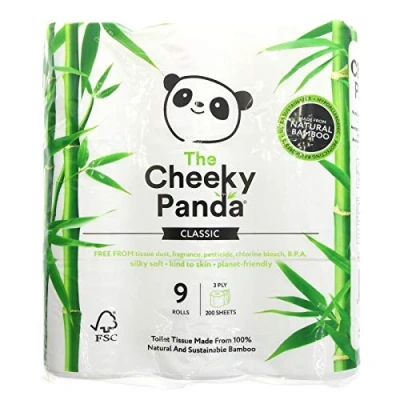 Image of The Cheeky Panda Natural Bamboo Toilet Tissue 9 Rolls (Pack of 5)