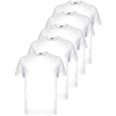 Image of Tokyo Laundry Men&#039;s (Pack of 5) Cotton Jersey Plain White T Shirt Set