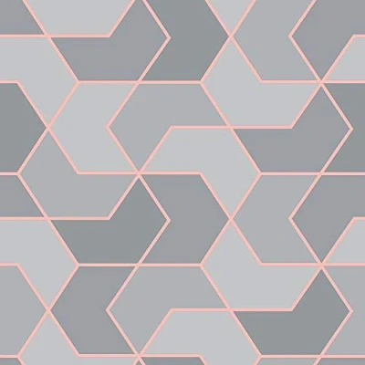 Image of Portfolio 270334 Geometric Wallpaper Grey/Rose Gold