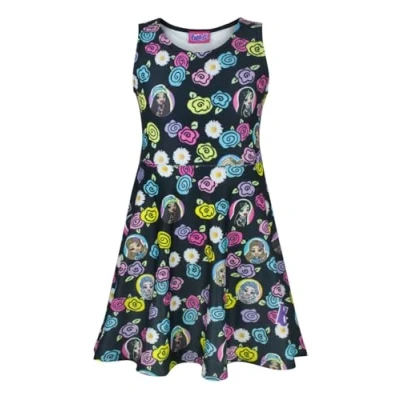 Image of Bratz Dress for Girls Kids Teens Skater Fashion Dolls Floral Collectibles Summer Outfit Sleeveless Black Clothing 3 4 Years