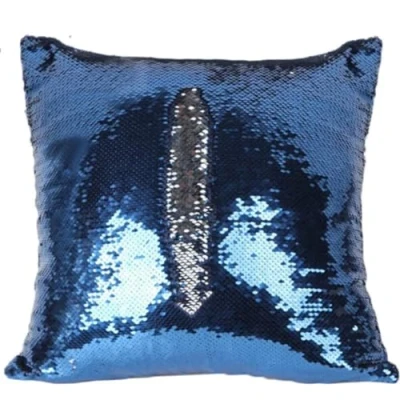 Image of ARA CHOICE 16&quot; Magic Mermaid Pillow Case Reversible Sequin Glitter Cushion Cover Decorative Sofa Soft PillowCase Home Décor for Bedroom (Rose Gold &amp; Blue)