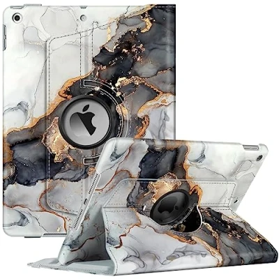 Image of FINTIE Case Compatible with iPad 9th Generation 2021 / 8th Gen 2020 7th 2019 10.2 Inch [Stylus Storage] 360 Rotating Protective Cover, Cloud Marble