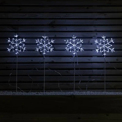 Image of Samuel ALEXANDER Set of 4 60cm Light up Christmas Snowflake Path Lights with 260 White LEDs