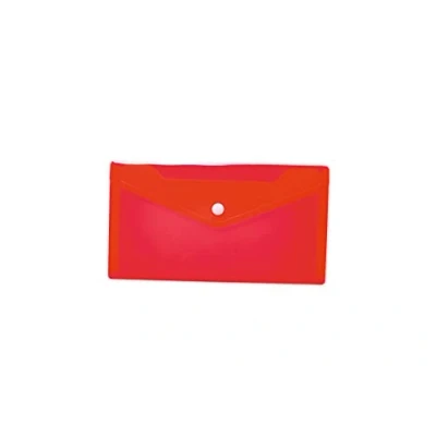 Image of HERMA 20035 Document Wallet, DIN Long, Transparent, Red, Small Transparent Pockets Envelope with Press Stud, Plastic for School, University, Office, Travel