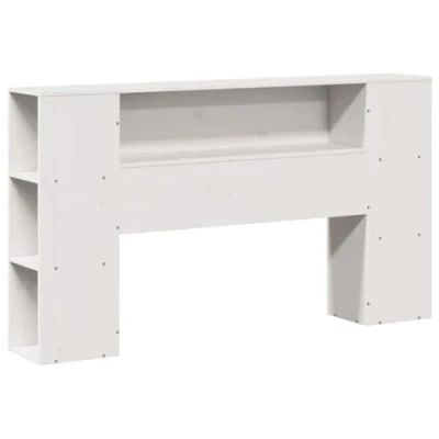 Image of vidaXL Headboard with Storage Bed Decor White 120 cm Solid Pine Wood 7 Compartment Freestanding for Small Spaces Bedroom Solution