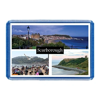 Image of Scarborough Postcard Style Design 7cm x 4.5cm Novelty Tourism Fridge Magnet.